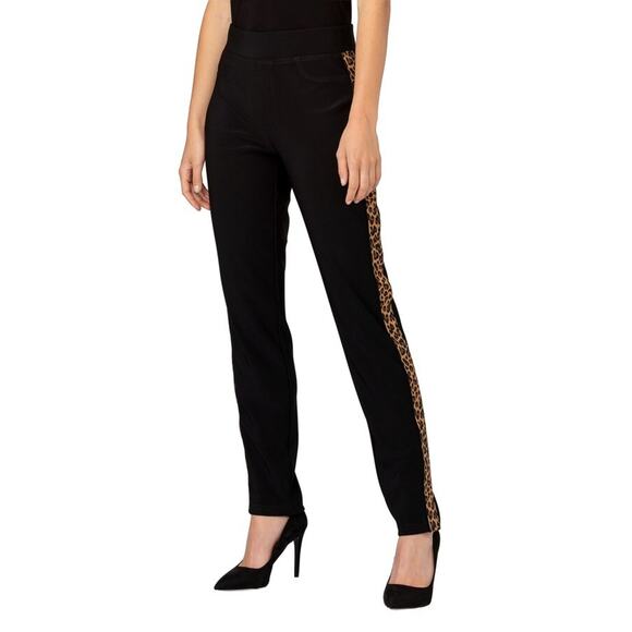 Joseph Ribkoff Animal Print Side Panel Pant Style 193113 - Black, Size 10 NWT